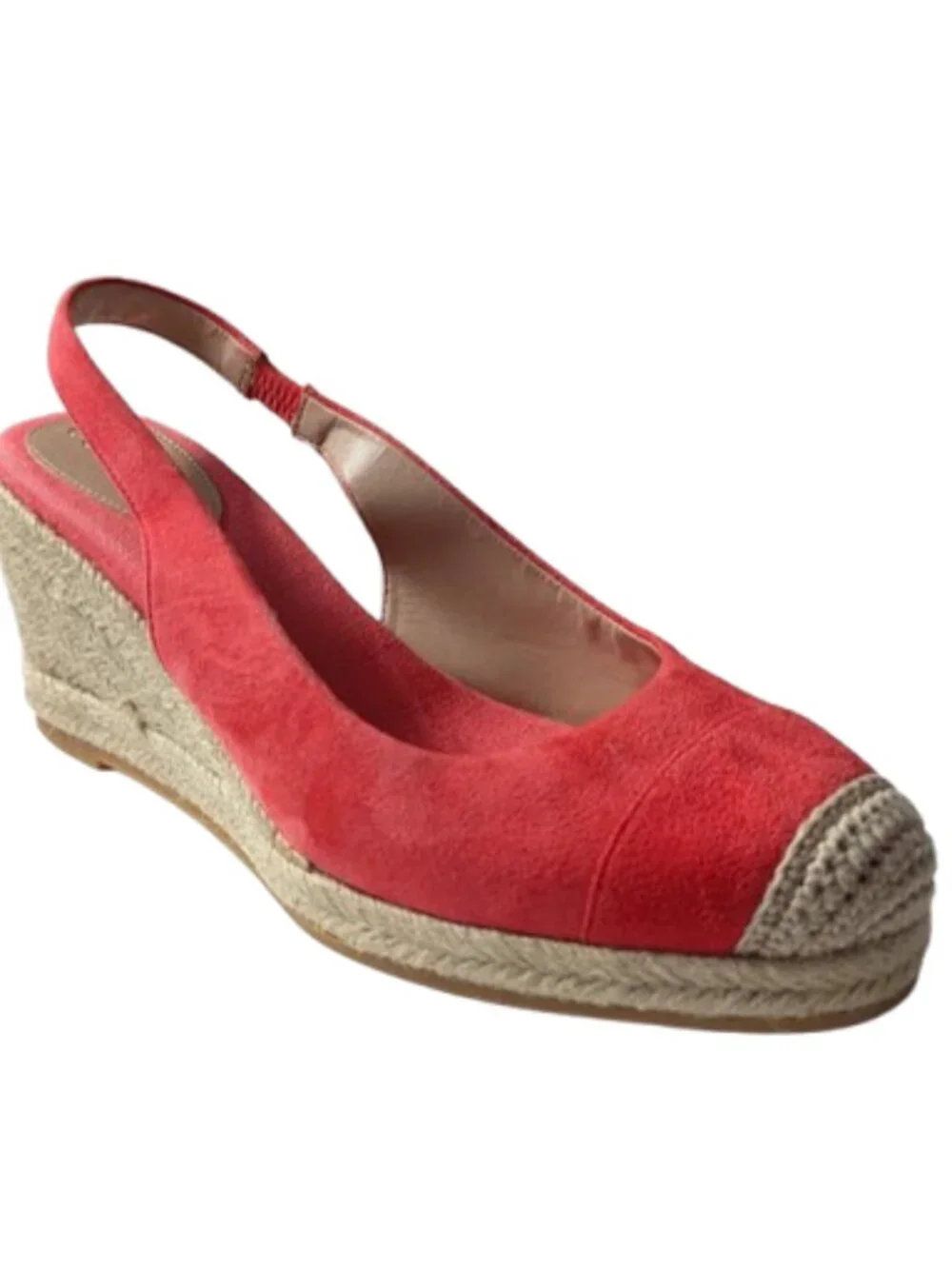 Cole Haan Orange Red Suede Ankle-Strap Espadrille Wedge Slingback Sandal Size 9